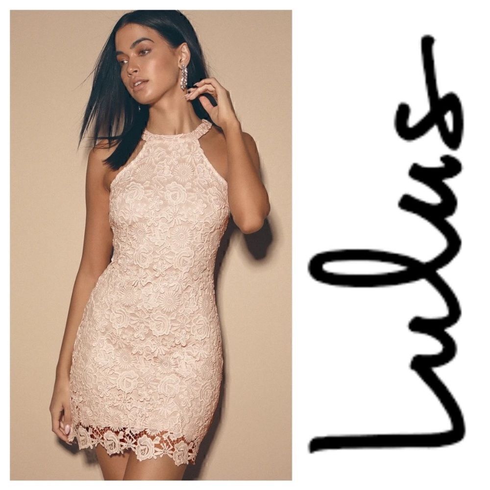 Lulu's Love Poem Blush Pink Lace Mini Dress